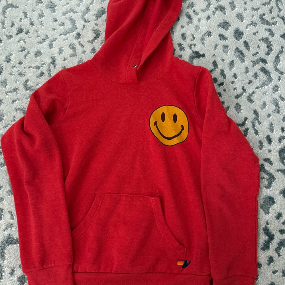 Aviator Nation Red Smiley Hoodie Unisex 10